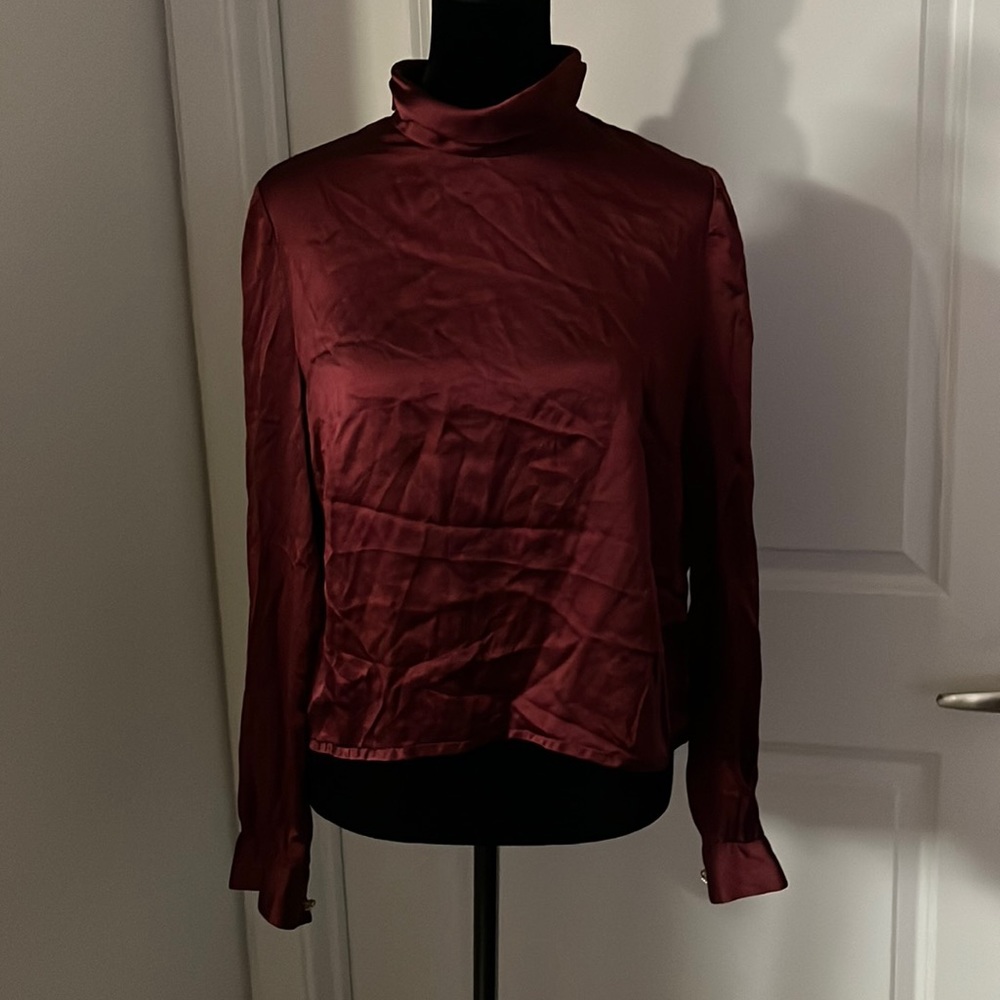 XS no label red satin blouse